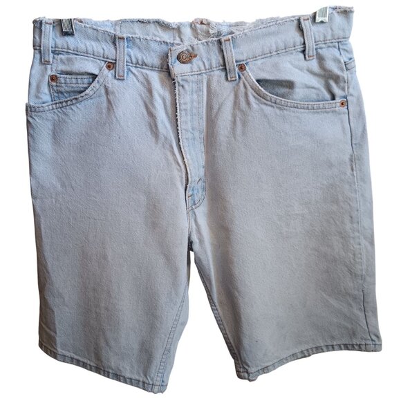 Vintage 1990s Men's 34 Levi's 550 Denim Relaxed Dad Shorts Blue Jorts Orange Tab - Picture 1 of 8